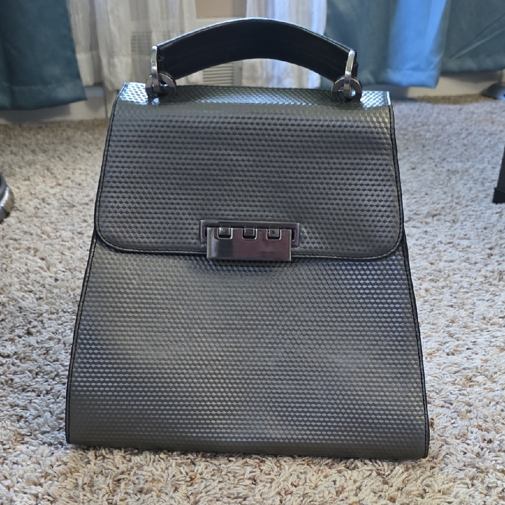 Zac Posen Eartha Top Handle Tote Purse – Silver Gray